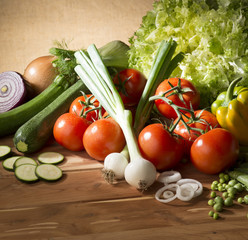 vegetables on the wooden table