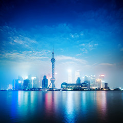 beautiful shanghai skyline at night,China .