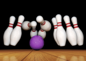 Fototapeta na wymiar Bowling Pins and Ball Strike Illustration
