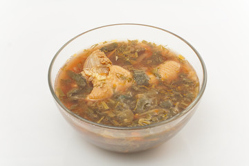 Green borsch with chicken