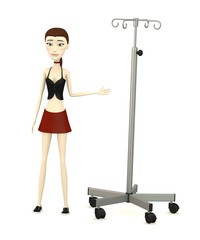 3d render of cartoon character with saline stand