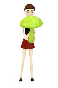 3d render of cartoon character with green shroom
