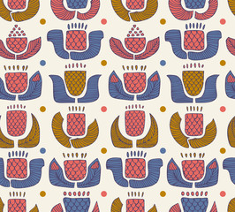 Traditional ornate pattern with different flowers