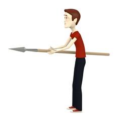 Fototapeta premium 3d render of cartoon character with spear