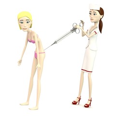 3d render of cartoon character with needle