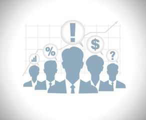 Business people team silhouettes with speech bubbles
