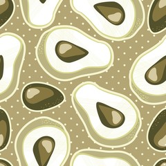połówki avocado na tle w kropki retro nieskończony deseń © demonique