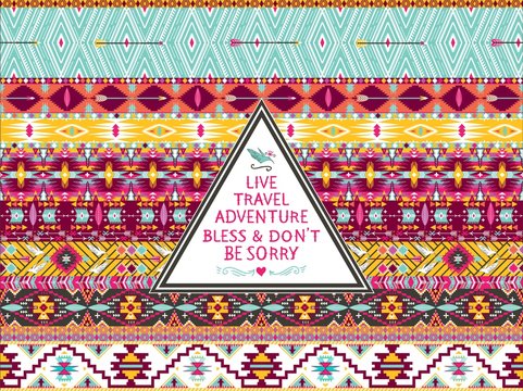 Hipster seamless aztec pattern with geometric elements