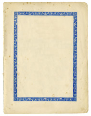 Antique paper with decorative frame and torn edges