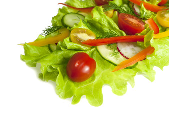 Fresh salad with radishes, cherry tomatoes and cucumbers