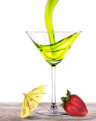 alcoholic cocktail on a vintage wooden table