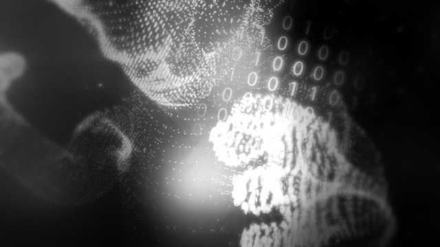 Binary codes creates digital fetus.