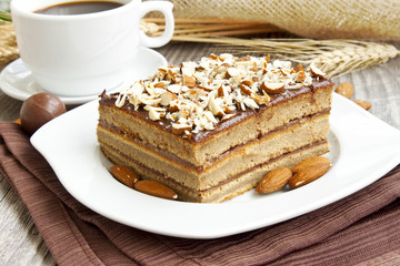 Almonds and chocolate cake