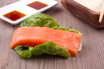 Salmon with rice and sauce