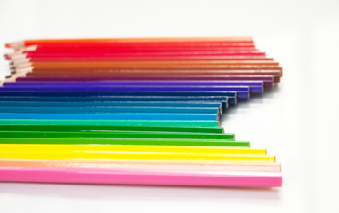 Fototapeta premium close up of color pencils on white
