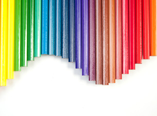 close up  of color pencils on white