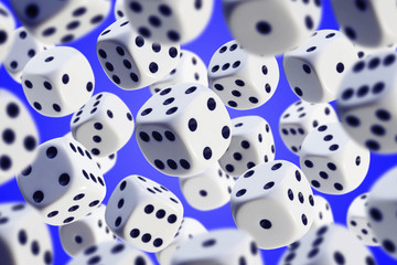 Würfel, schweben, Fond blau