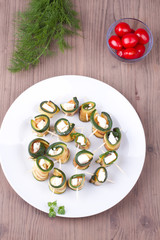 Grilled zucchini with feta cheese