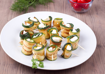 Grilled zucchini with feta cheese