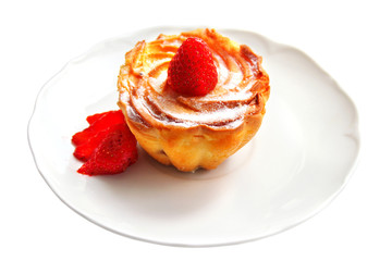 Cottage cream muffin with fresh strawberry