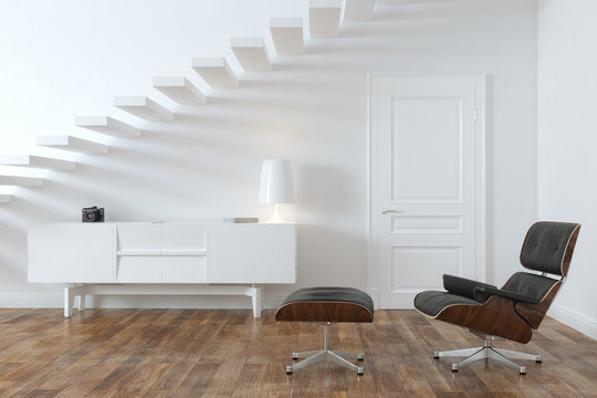Minimalist Interior Room With Lounge Chair (Door Version)