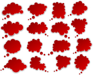 Set of paper red clouds.