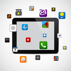 Modern tablet with apps.