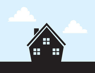 House Silhouette with cut out windows