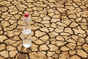 Bottle of water in the desert