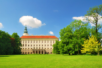 Archbishop chateau in Kromeriz viewed from the surrounding garde