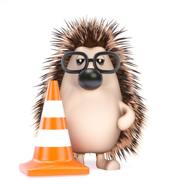 Cute hedgehog stops the traffic