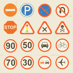 Road Signs Grunge Retro Set