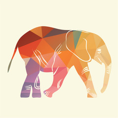 Cartoon elephant. The silhouette of the elephant collected from