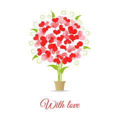 Wedding card tree of hearts