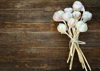 Garlic on a wooden table