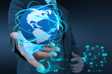 businessman working with new modern computer show social network