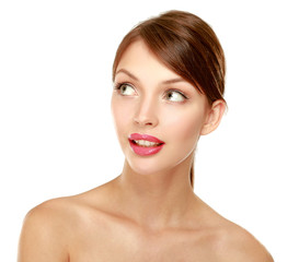 A beautiful woman, portrait isolated on white background