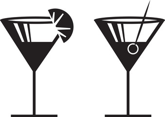 Margarita or Martini silhouettes with garnish