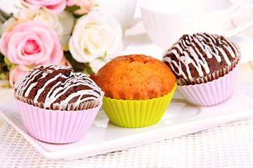 Sweet cupcakes close up