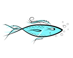 Sketch of funny fish for your design