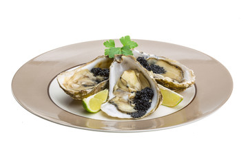 Oysters with black cavair