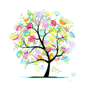 Sketch of floral tree for your design