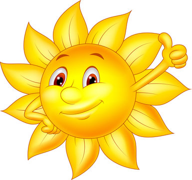 Sun cartoon character with thumb up