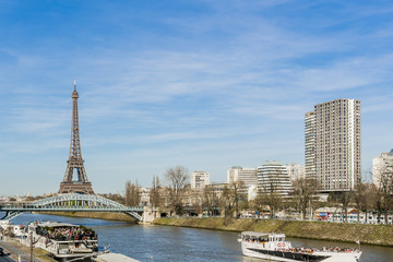 Fototapeta na wymiar View of embankment of river Seine. Paris, France, Europe