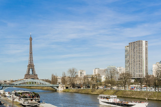 View of embankment of river Seine. Paris, France, Europe