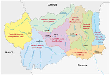 Fototapeta premium Valle d'Aosta Administrativ