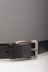 Black leather mens belt