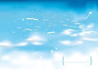 Typographic heaven / Clouds in the sky with birds like brackets