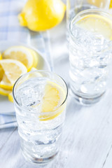 Refreshing Ice Cold Water with Lemon