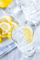 Refreshing Ice Cold Water with Lemon